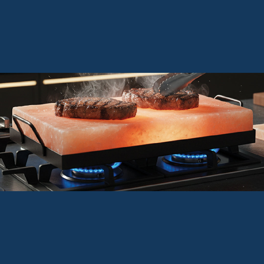 Himalayan Pink Salt Slab with Metal Wrought Iron Holder