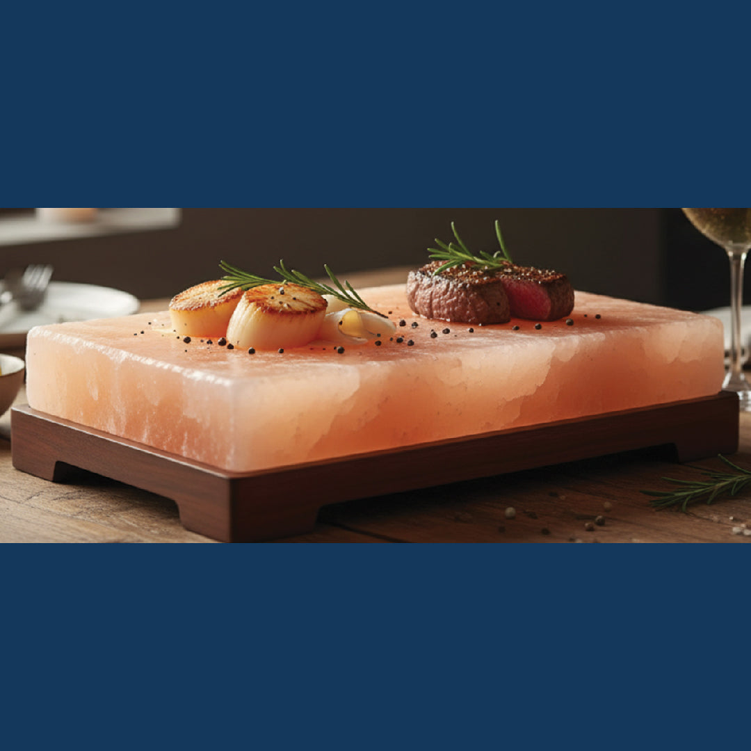 Himalayan Pink Salt Slab with Wood Holder