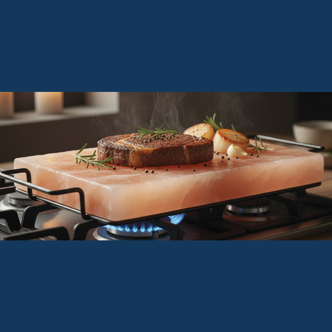 Himalayan Pink Salt Slab with Metal Wrought Iron Holder
