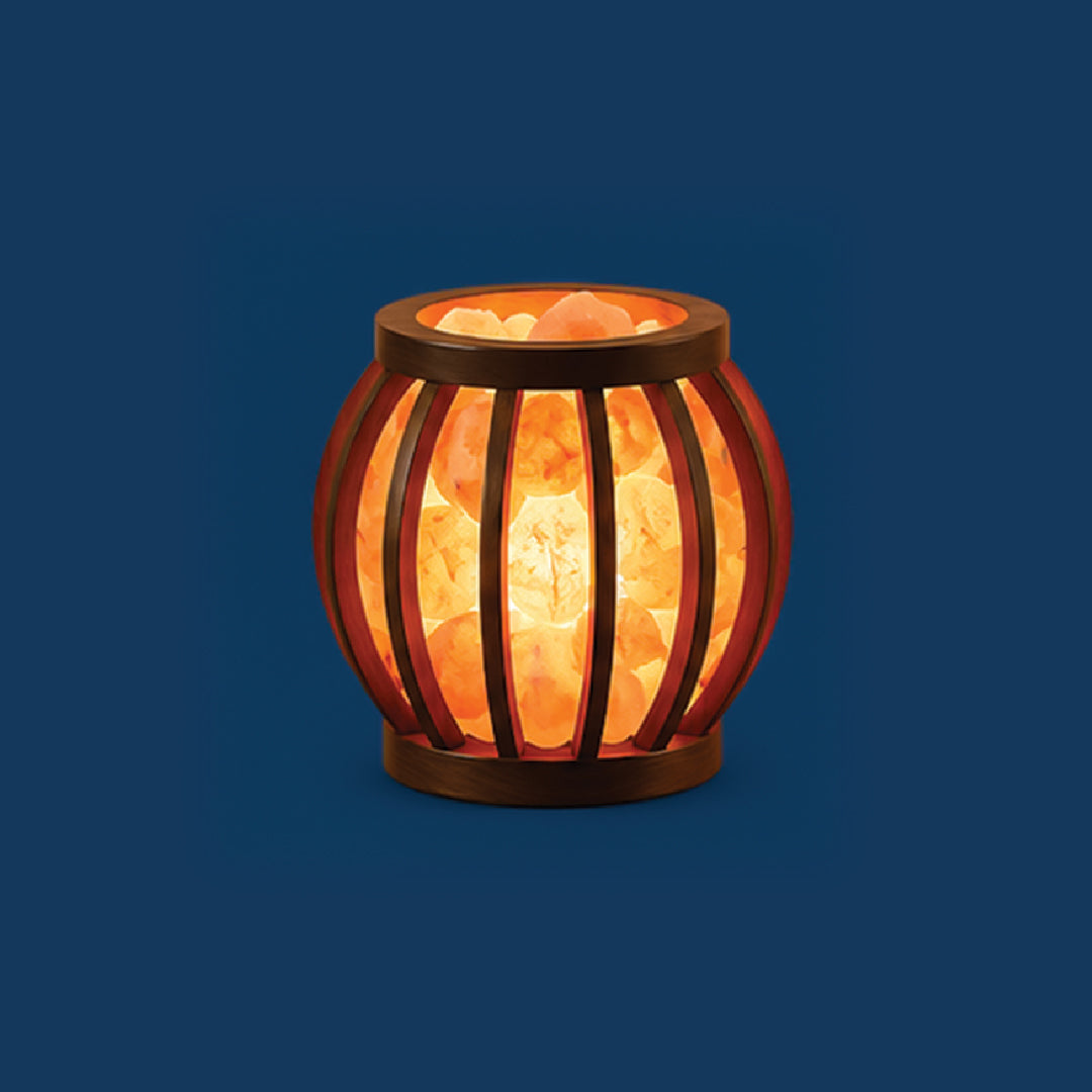Himalayan Wooden Crafted Pink Salt Lamp – Round Shape