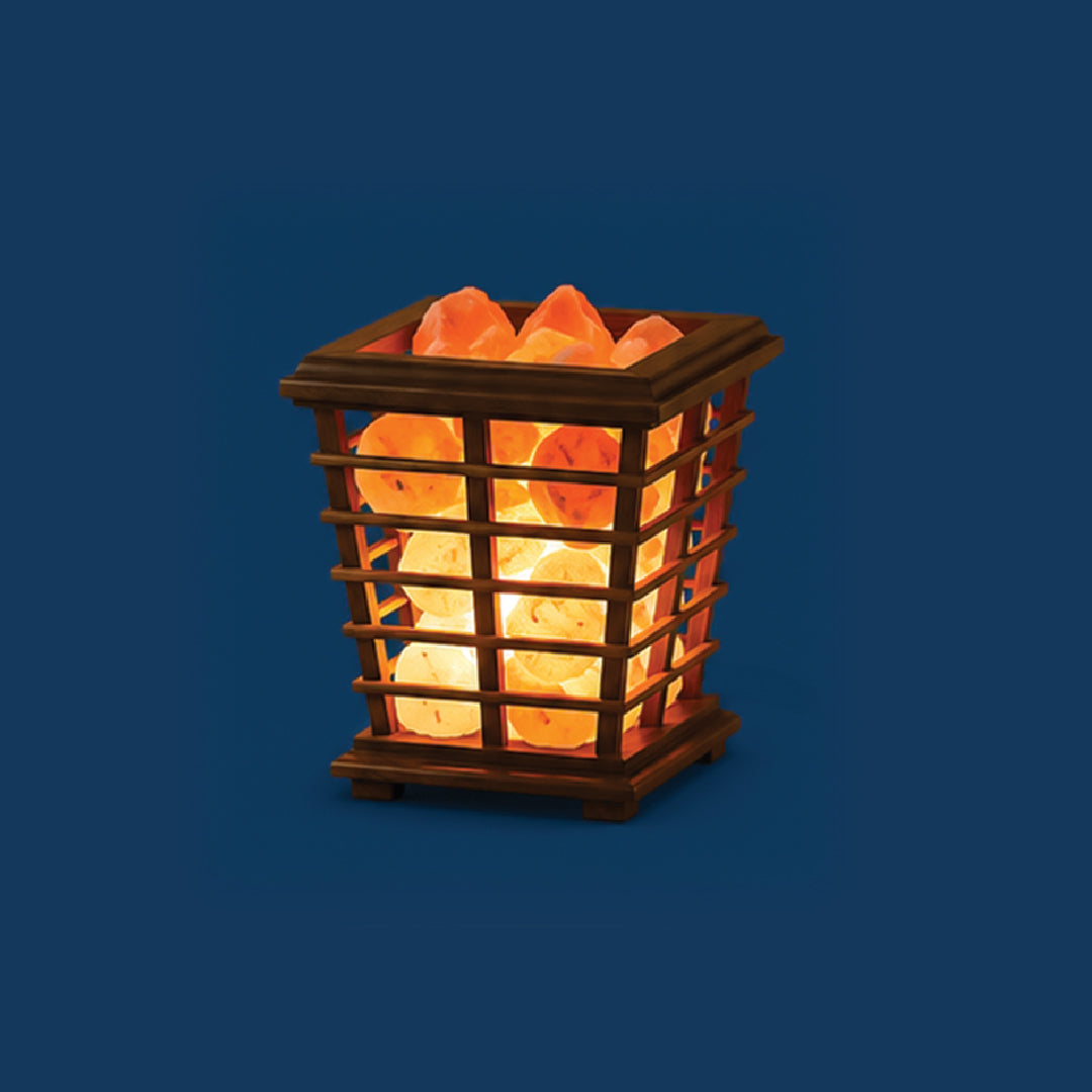 Himalayan Wooden Crafted Pink Salt Lamp – Bamboo Made